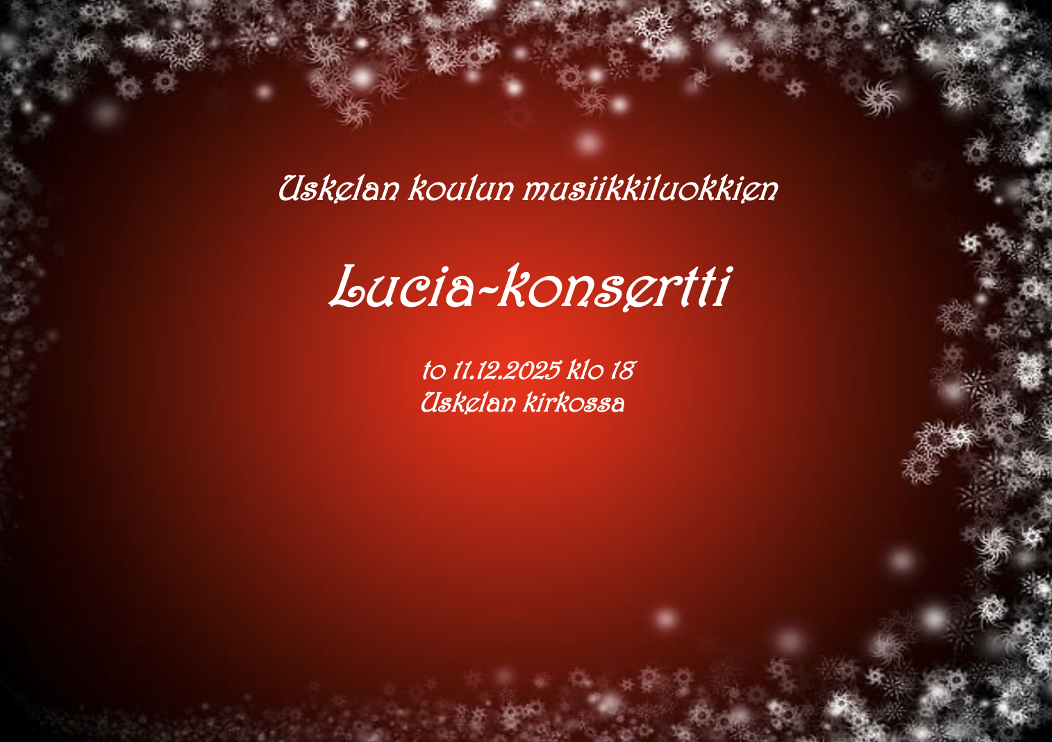 Uskelan koulun musiikkiluokkien Lucia-konsertti